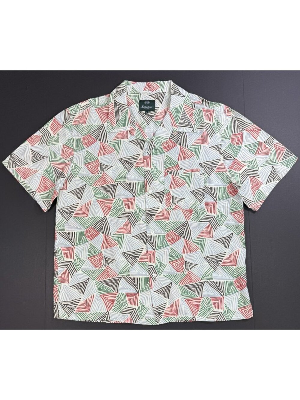 Knickerbocker Mens Camp Shirt Sz Large Loop Collar Hawaiian Geometric Resort